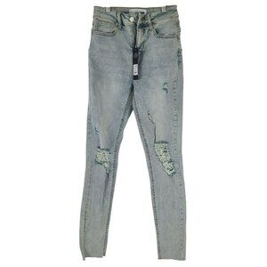 Fashion Nova Womens Distressed Light Wash Skinny Jeans Size 3